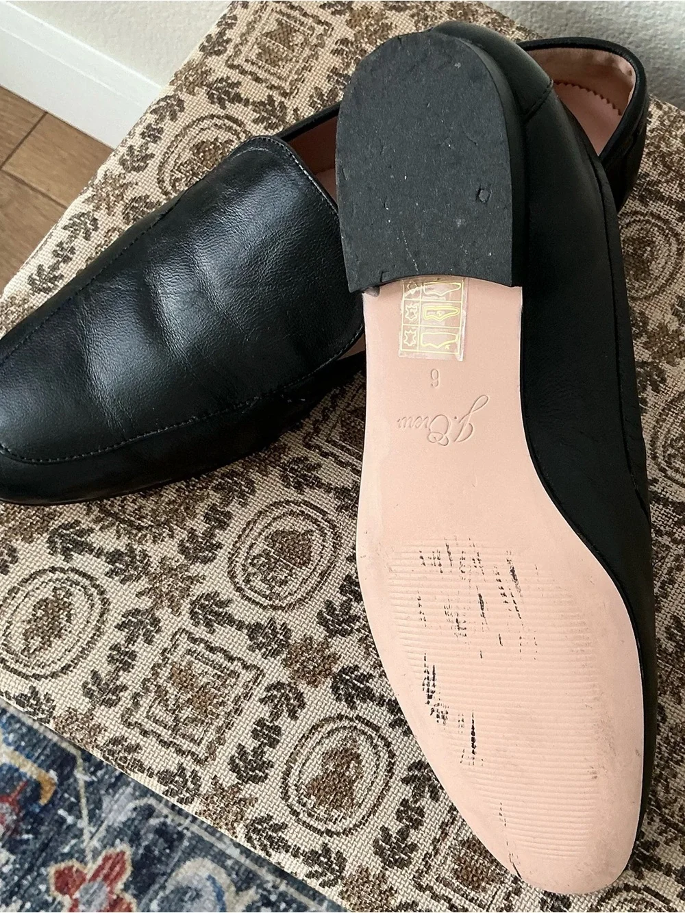 J.Crew Black Leather Loafers Women Size 6 Leather Upper & Lining